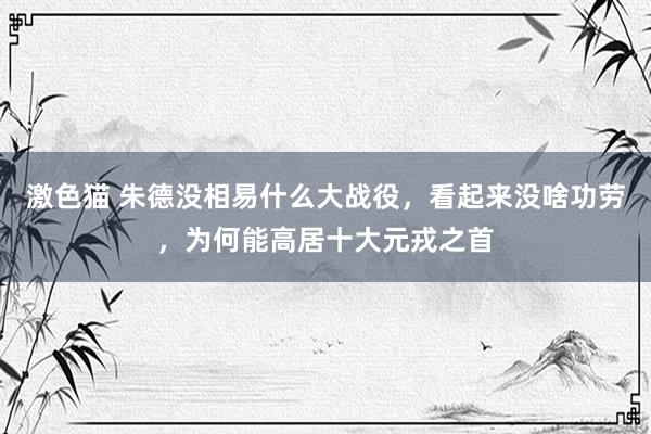 激色猫 朱德没相易什么大战役，看起来没啥功劳，为何能高居十大元戎之首