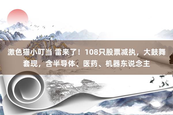 激色猫小叮当 雷来了！108只股票减执，大鼓舞套现，含半导体、医药、机器东说念主