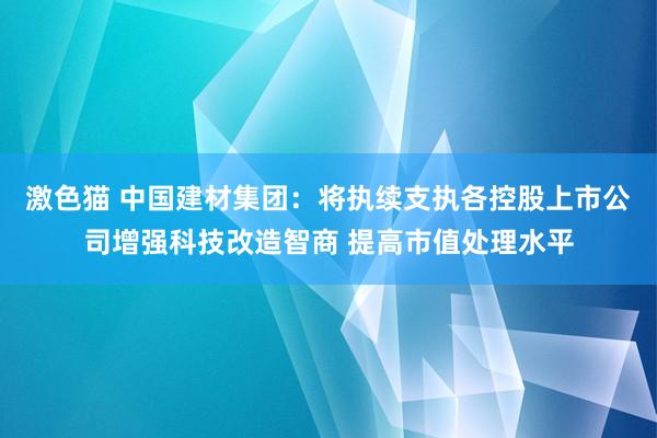 激色猫 中国建材集团：将执续支执各控股上市公司增强科技改造智商 提高市值处理水平