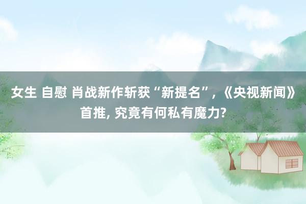 女生 自慰 肖战新作斩获“新提名”, 《央视新闻》首推, 究竟有何私有魔力?