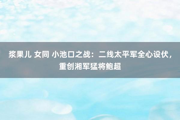 浆果儿 女同 小池口之战：二线太平军全心设伏，重创湘军猛将鲍超